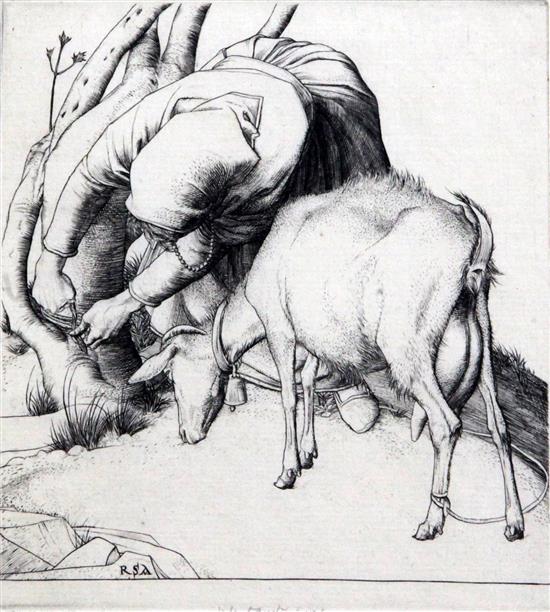 Robert Sargent Austin (1895-1973) Tethering the goat, overall 6 x 5.25in.